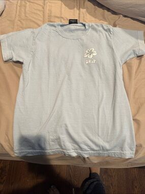 Drip Kids Light Blue Graphic Tee with Floral 'DRIP' Logo
